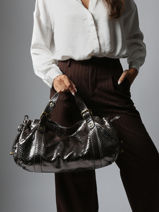 Schoudertas Serpent Leder Gerard darel Grijs serpent DCS01472-vue-porte